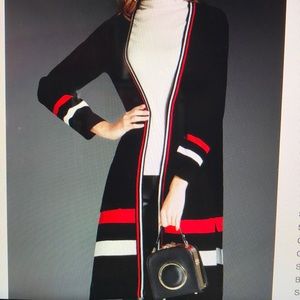 Long black slit cardigan